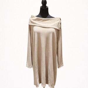 ALYX 3X Knit Dress Cowl Neck Long Sleeve Relaxed Cozy Cabincore Minimalist